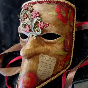 Maschera Bauta con sonetto di William Shakespeare