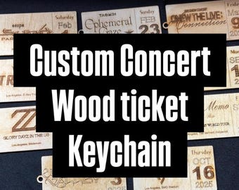 Commemorative Wooden Event Ticket Keychain, Mini Unique Concert Ticket Keepsake