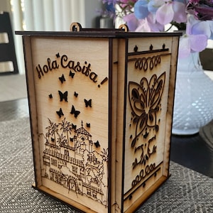 Encanto Wood Lantern, Miracle Candle Centerpiece Candle Holder