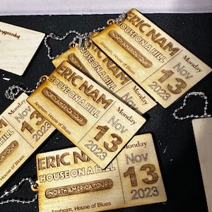 Commemorative Wooden Event Ticket Keychain, Mini Unique Concert Ticket Keepsake