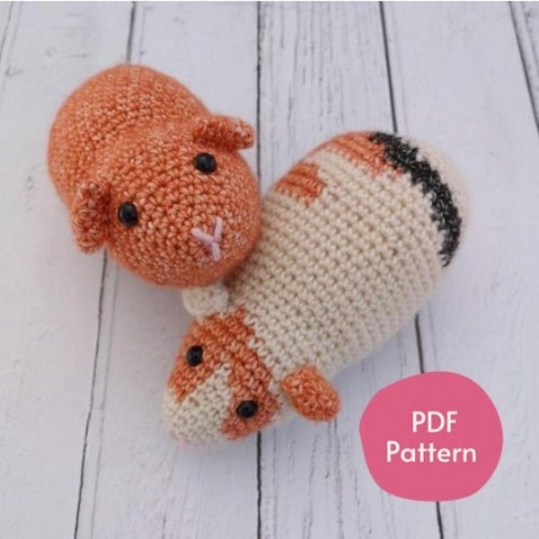 Guinea Pigs Crochet Pattern - PATTERN ONLY. Amigurumi guinea pig pattern, guinea pig crochet pattern, guinea pig gift