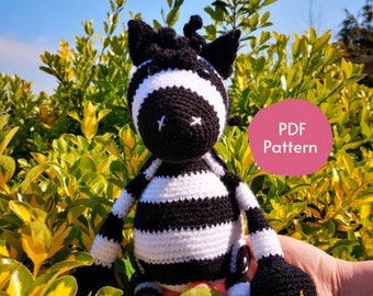 Zebra Crochet Pattern - PATTERN ONLY. Amigurumi zebra pattern, zebra crochet pattern, zebra gift