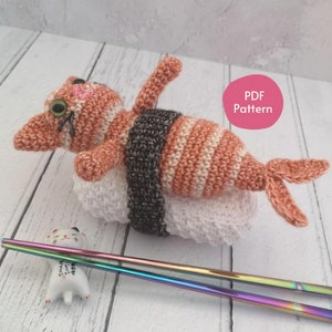 Sushi Cat Crochet Pattern - PATTERN ONLY. Amigurumi sushi pattern, cat crochet pattern, cat gift