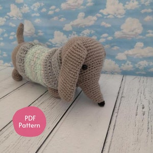 Sausage Dog Crochet Pattern - PATTERN ONLY. Amigurumi sausage dog pattern, Dachshund crochet pattern, dog gift, dog toy