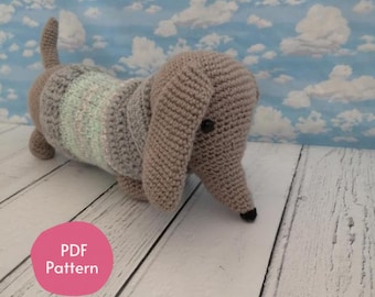 Sausage Dog Crochet Pattern - PATTERN ONLY. Amigurumi sausage dog pattern, Dachshund crochet pattern, dog gift, dog toy