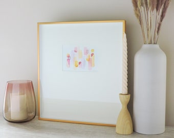 FRAMED Embroidered Watercolor Painting // "How Glorious" / Embroidery on Paper / Mixed Media / Contemporary Abstract Art