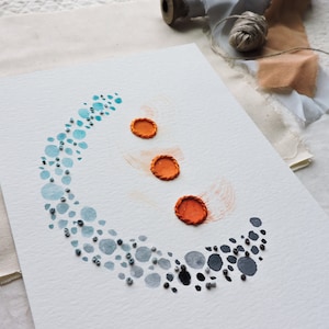 Framed Abstract Watercolor Embroidery Art // Improvisation 4
