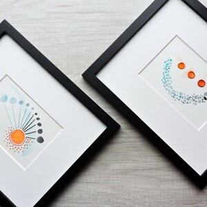 FRAMED Abstract Watercolor Embroidery Art // Improvisation 3 / Watercolor Painting / Embroidery on Paper / Mixed Media image 5