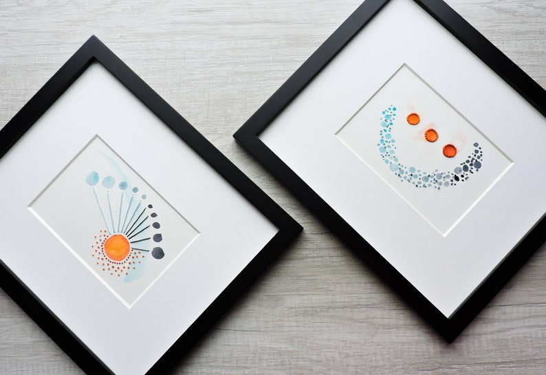 FRAMED Abstract Watercolor Embroidery Art // Improvisation 3 / Watercolor Painting / Embroidery on Paper / Mixed Media image 5