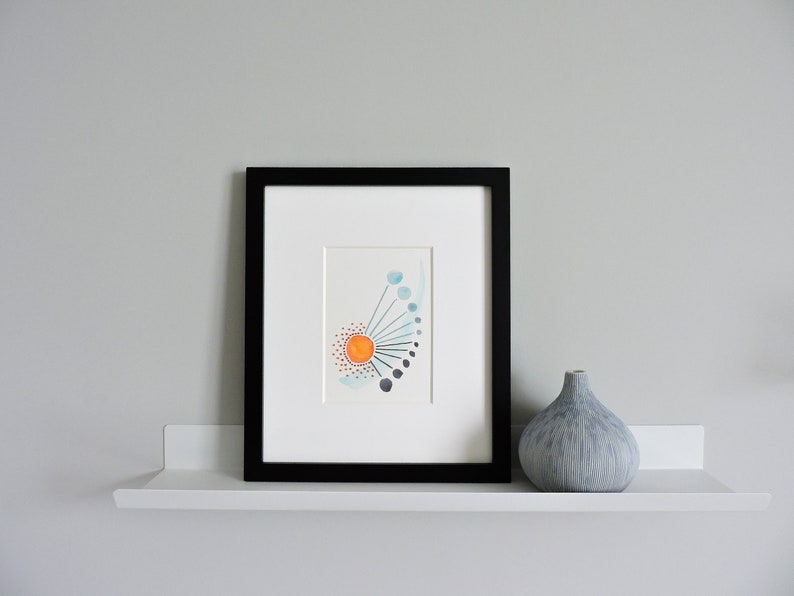 FRAMED Abstract Watercolor Embroidery Art // Improvisation 3 / Watercolor Painting / Embroidery on Paper / Mixed Media image 4