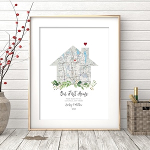 Our First Home Map, New Home gift, Closing Gift, Housewarming Gift for the couple, New House Map, First Home Gift idea, DOWNLOAD #41