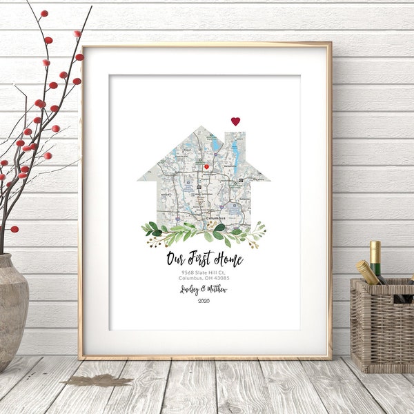 Our First Home Map, New Home gift, Closing Gift, Housewarming Gift for the couple, New House Map, First Home Gift idea, DOWNLOAD #41