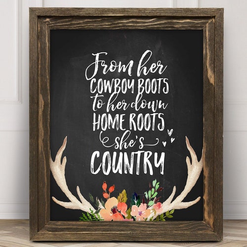 Country Girl Gift She's Country Printable Wall Art Etsy