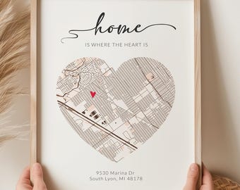 Presentes para ele que moram juntos, Mapa de endereço para morar juntos, Presente significativo para inauguração de casa, Ideia para presente para a primeira casa, O amor cresce aqui