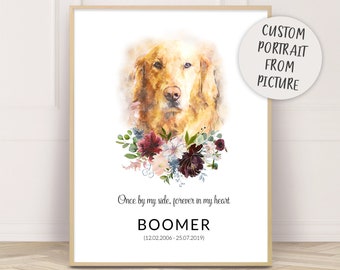 Dog Remembrance Gift, Custom Dog Portrait, Dog Memorial Painting, Personalized Dog Print, Dog Passing Gift, Dog Lover Gift Idea