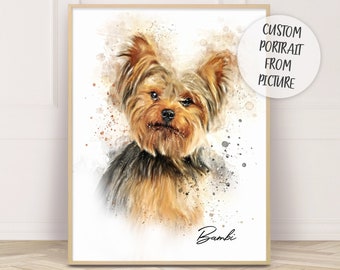 Dog Portrait Painting from photo, Custom Dog Portrait from picture, Watercolor Portrait, Personalized Painting, Housewarming, Dog Lover Gift