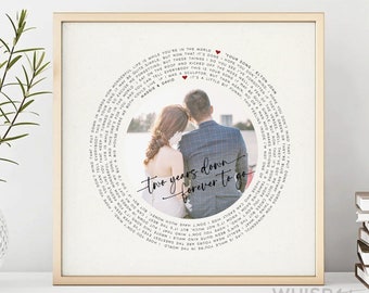 Anniversary Gift for parents, Wedding Song Lyrics Art, 2 year Anniversary Gift, Personalized Lyrics wall art print, Regalo Aniversario #121