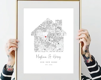 Our New Home map, New Home gift, Best Housewarming Gift for couple, New House Map, Our First Home, Personalized Realtor Gift,  #131