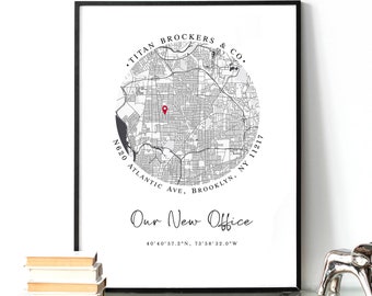 New Office Custom map, Gift for a new office, Our New Office map print, Office wall art, New Office, Boss gift idea, Gift for boss #135