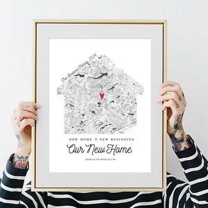 Our New Home custom map, Custom map for a new home, Housewarming Gift for couple, New House Map, Personalized map for new homeowners 140 image 2