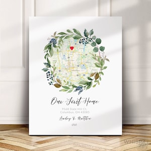 Regalo personalizzato per inaugurazione della casa per coppia, idea regalo per la prima casa, ghirlanda con mappa, casa dolce casa, regalo per agente immobiliare, nuova casa, SCARICA