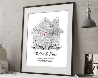 New homeowner gift, My New Home Gift, New Homeowner, Personalized Home Map, New Apartment, Housewarming Gift for new house  #106