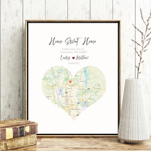 Personalized Housewarming Gift for couple, Heartshaped Map, First Home Gift idea, Home Sweet Home, Realtor Gift, New Home, DOWNLOAD #43