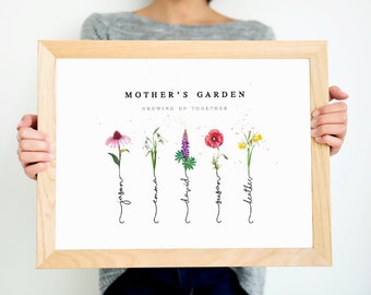 MOTHERS DAY GIFT | Mothers gift, Moms gift, Birth Month Flower | Mothers’s Garden Gift | Custom Family Art Print | Gift to Mom Grandma #98