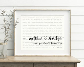 First Dance Song Lyrics Art, Paper Wedding Gift for her, Anniversary Gift for husband / wife, Wedding Song Gift, Regalo de Aniversario #65