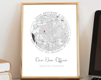 New Office wall art print, Gift for a new office, Our New Office map print, Office wall art, New Office, Boss gift idea, Gift for boss #136