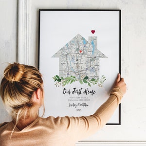 New Home gift, Housewarming Gift for couple, New House Map, First Home Gift idea, Our First Home, Personalized Realtor Gift, DOWNLOAD 41 image 1