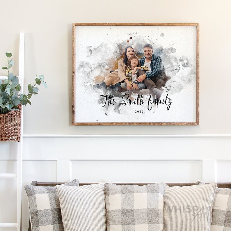 Family portrait from photo, Family portrait painting from photo, Christmas Family Gift, Personalized illustration, Gift idea 112 image 1