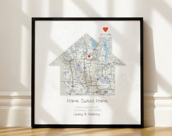 Personalized New Home gift, Housewarming Gift for couple, New House Map, First Home Gift idea, Our First Home, Realtor Gift, DOWNLOAD #38