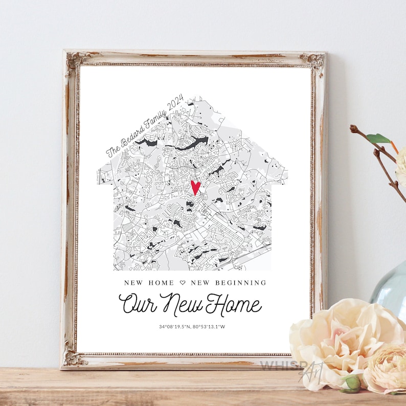 Our New Home custom map, Custom map for a new home, Housewarming Gift for couple, New House Map, Personalized map for new homeowners 140 image 7