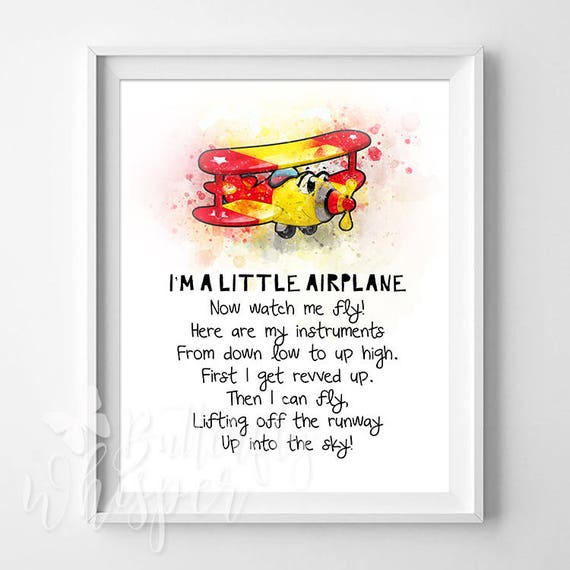 Song Lyrics for Nursery I'm a little Airplane Songs Etsy