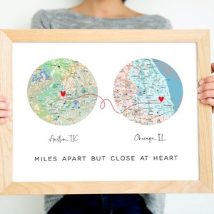 Moving away gift, Moving gift, Going away gift, Miles apart but close at heart, Moving friend gift, Personalized Map Gift, DOWNLOAD #92