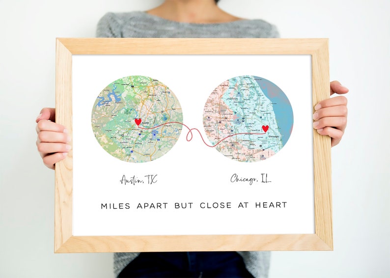 Moving away gift, Moving gift, Going away gift, Miles apart but close at heart, Moving friend gift, Personalized Map Gift, DOWNLOAD 92 image 1