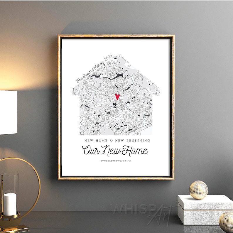 Our New Home custom map, Custom map for a new home, Housewarming Gift for couple, New House Map, Personalized map for new homeowners 140 image 5