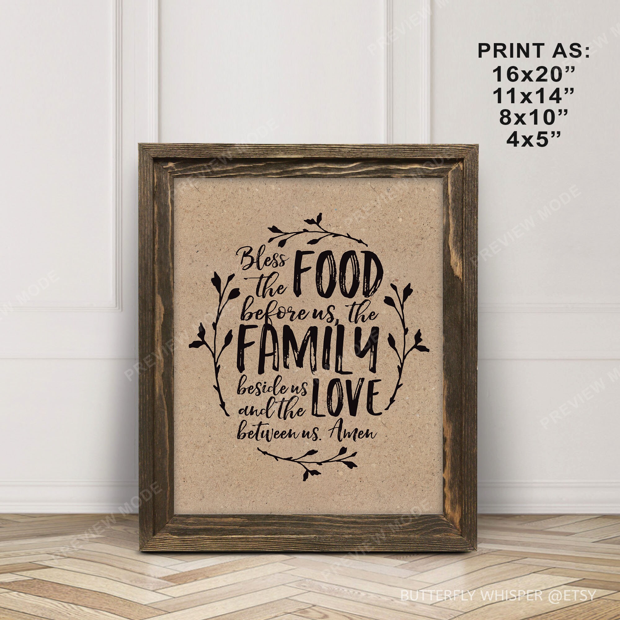 Bless the food before us Kitchen wall art Chalkboard family | Etsy