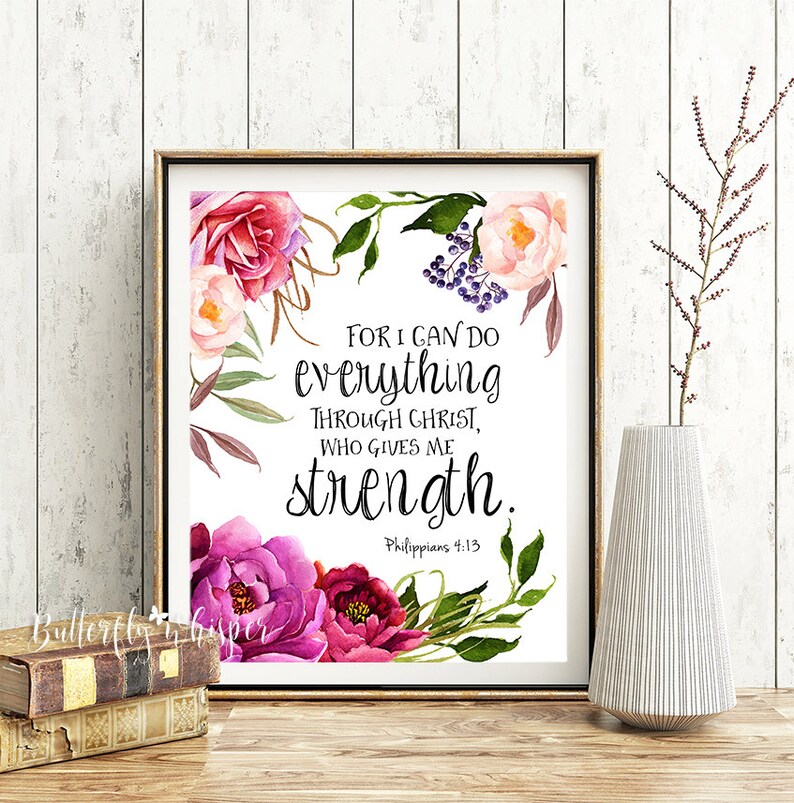 Philippians 413 Christian Wall Art Scripture Print Nursery Etsy