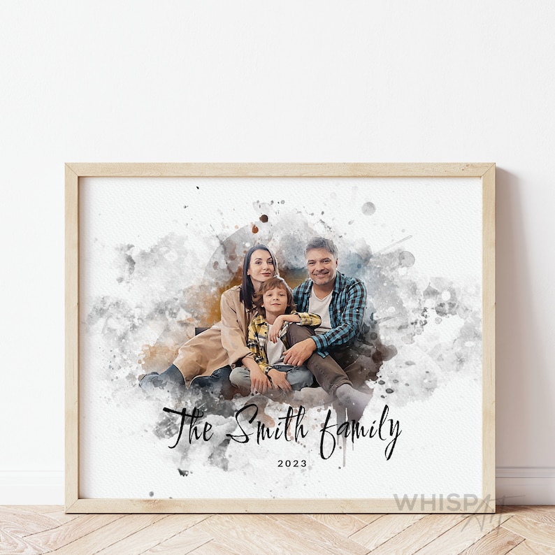 Family portrait from photo, Family portrait painting from photo, Christmas Family Gift, Personalized illustration, Gift idea 112 image 2