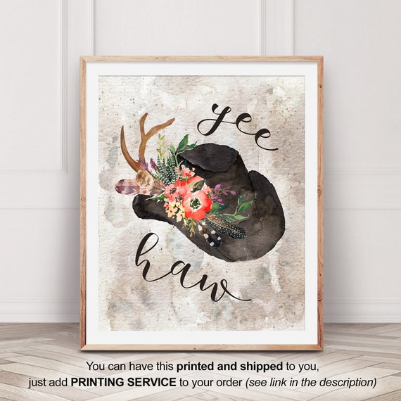 Cowboy Hat Wall Art Print Country Home Decor Cowgirl Gift Etsy