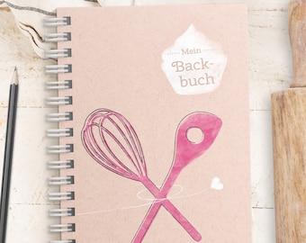 Kreatives DIY Backbuch für Backrezepte - PINK - zum reinschreiben für 33 Rezepte (DIN A5, Ringbindung mit Register & Inhaltsverzeichnis )