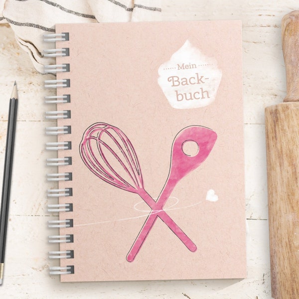 Kreatives DIY Backbuch für Backrezepte - PINK - zum reinschreiben für 33 Rezepte (DIN A5, Ringbindung mit Register & Inhaltsverzeichnis )