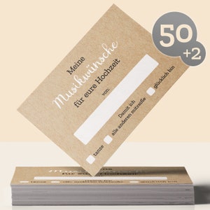 50 Musikwunschkarten extra für die Hochzeit + 2 VIP-Kärtchen für die optimale Musik-Mischung zur Hochzeitsfeier