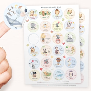 48 Aufkleber zur Motivation, Achtsamkeit und Lob: Positive Sticker mit Sprüchen für Kinder & junge Erwachsene (4cm, rund, selbstklebend)