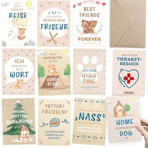 Geschenk für Hundebesitzer: 30 Meilensteinkarten für Hund, Frauchen & Herrchen als Hundetagebuch und Erinnerung an das erste gemeinsame Jahr