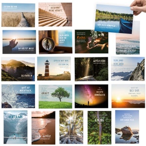 20 Postkarten Set: GLAUBEN mit christlichen Sprüchen oder Bibel-Zitaten 20x DIN A6, plastikfrei verpackt Bild 1