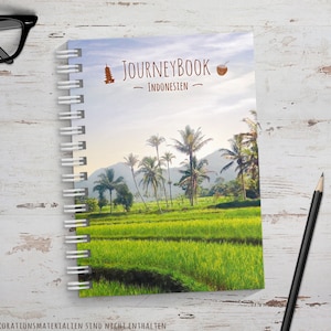 Reisetagebuch für Indonesien Abschiedsgeschenk für Reise oder zum selber schreiben, mit spannenden Aufgaben JourneyBook Bild 1