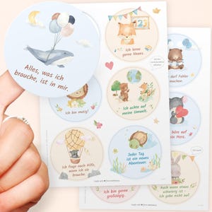 12 große Affirmationssticker für Kinder, Sticker für Kinderzimmer, Grundschule / Kindergarten - Rückstandslos entfernbare Mitmacher Sticker